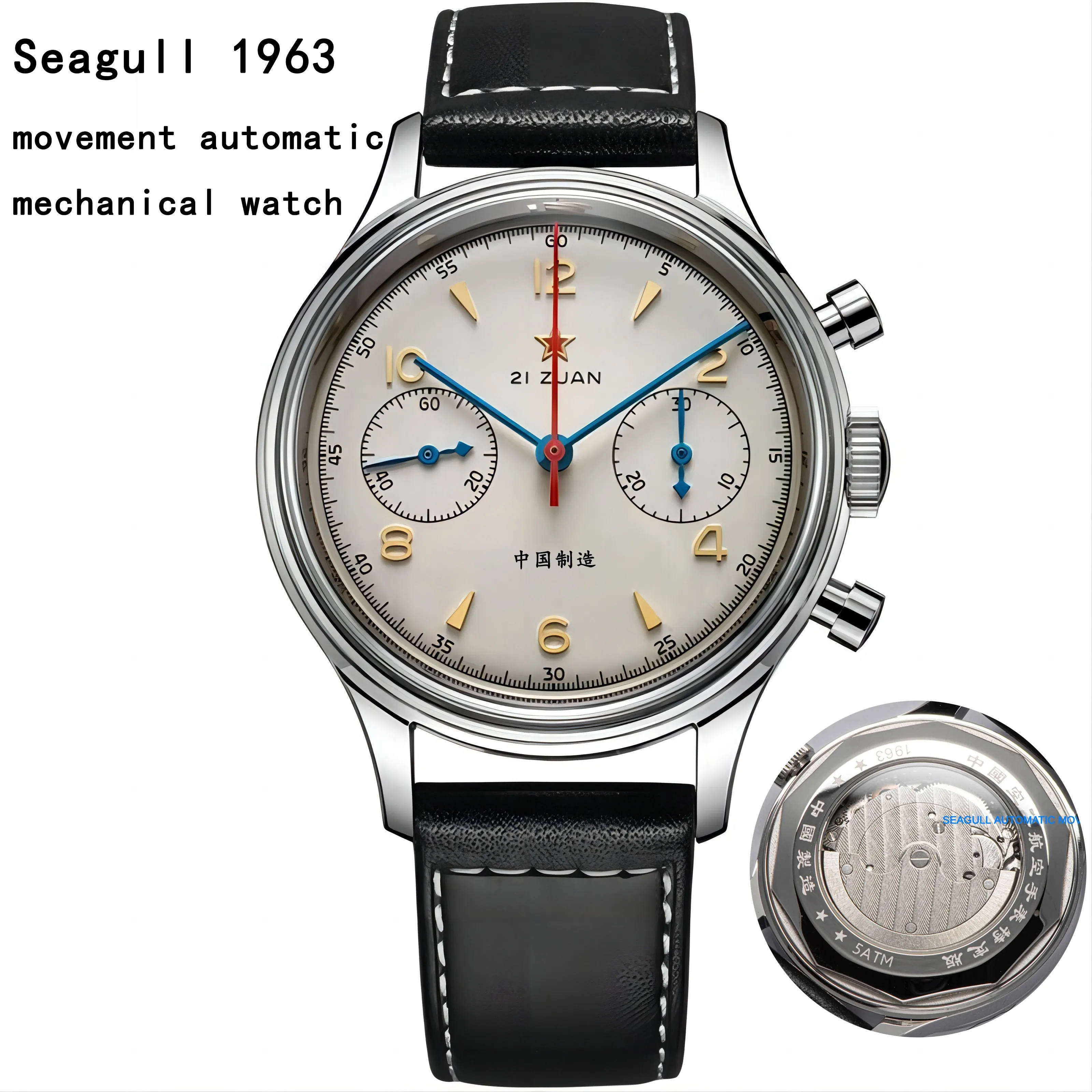 Aviation Time Watch Seagull Movement 1963 Watch Men\'s 1901 Sapphire 38Mm 40Mm Men\'s Quartz Watch No Automatic Mechanical Watch