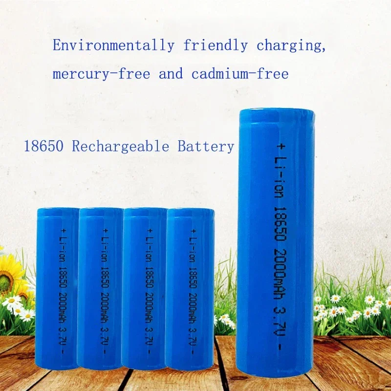 PURFIELD ICR18650 Rechargeable Battery 3.7V 2000mAh Li-ion Battery Cell for DIY Power Tool Battery Flashlight Solar light