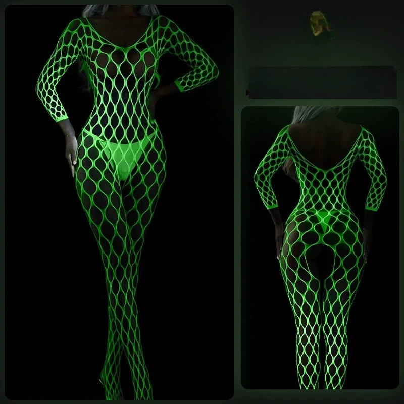 Body a rete da donna Lingerie senza spalline Sexy Tube Chemise Mini abito aderente per indumenti da notte Party Nightlight calze slip-on