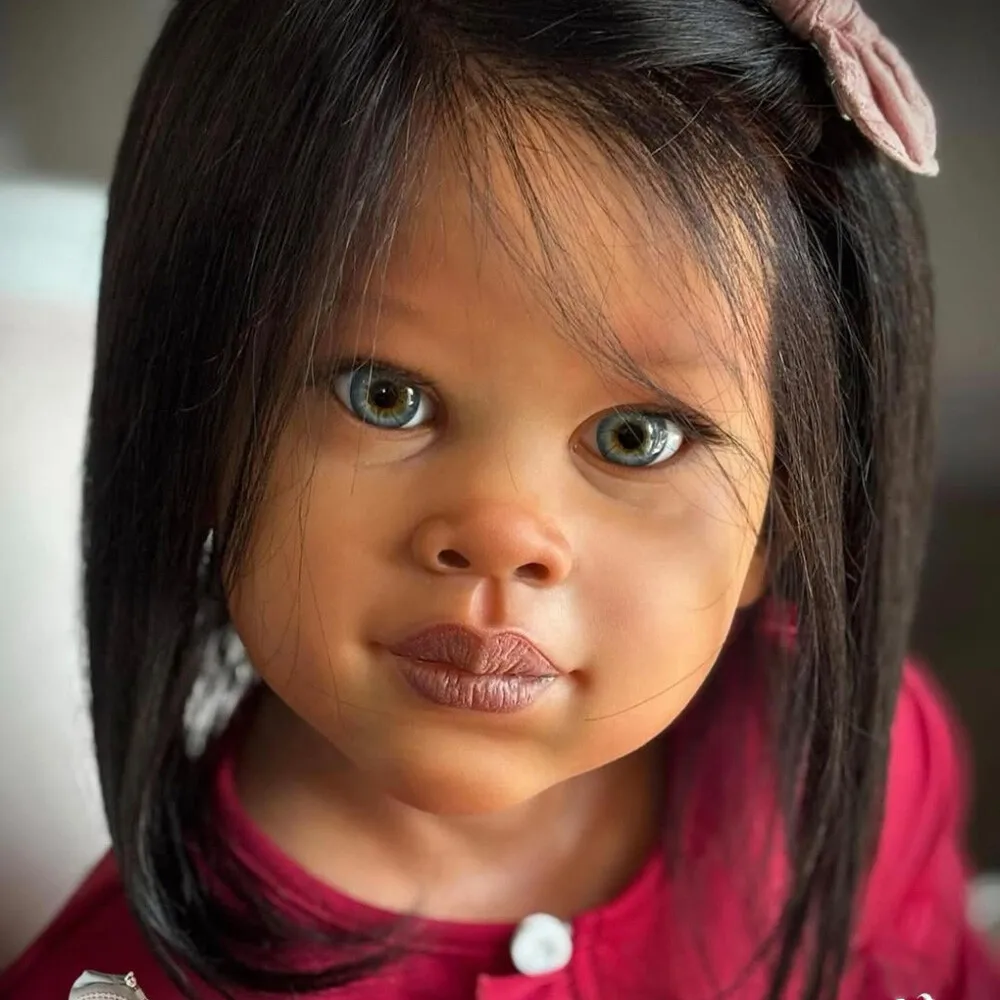 46in Caramel Skin Tone Painted DIY Part Minnie Toddler Reborn Doll Kit with Cloth Body & Connector