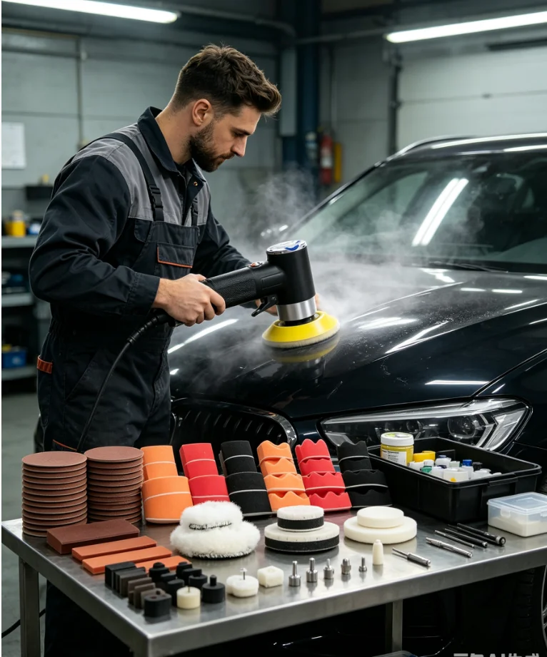 Air Sander Mini Pneumatic Grinding Machine Set  2inch  3inch Buffing Pad Polishing Pad Kit For Car Polisher