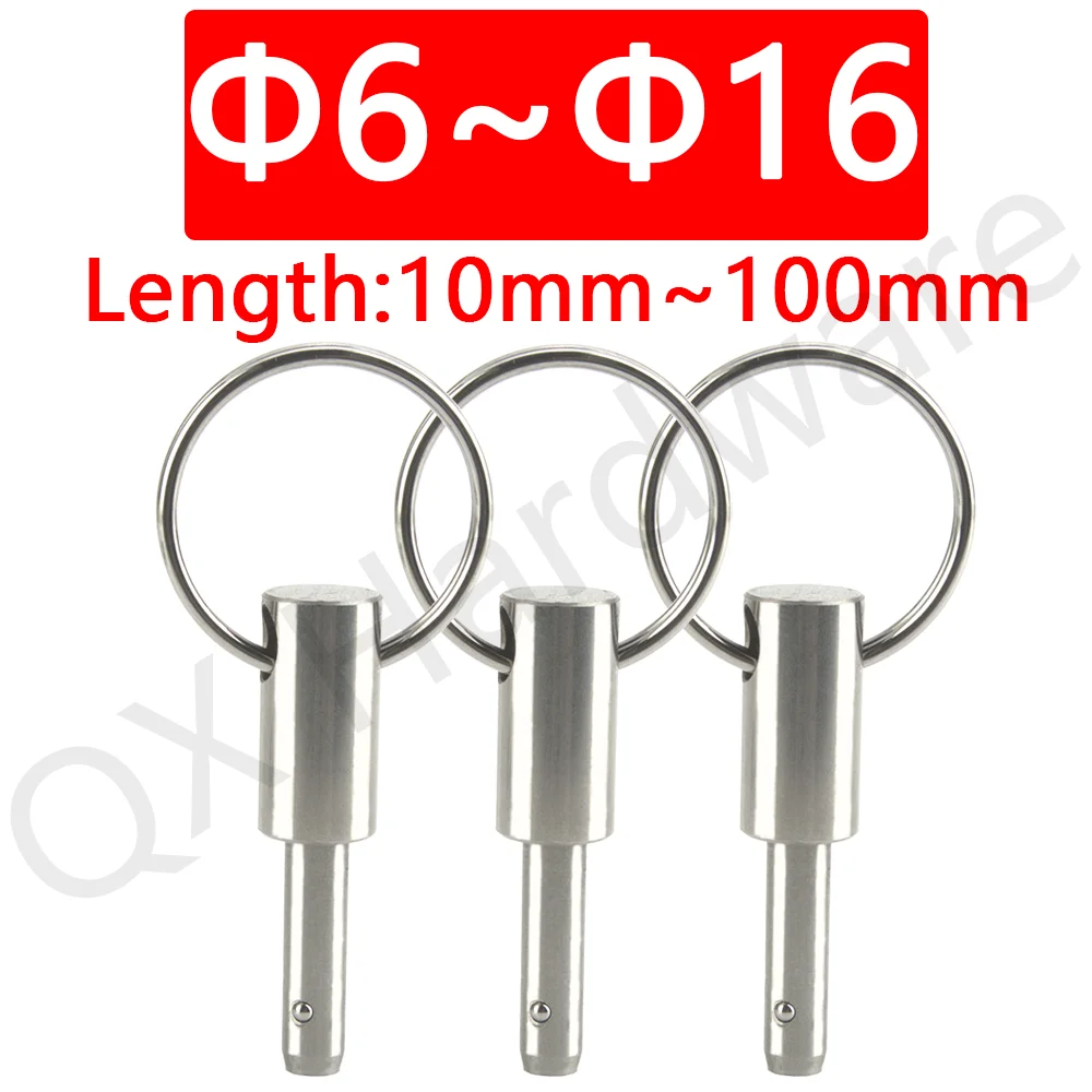 QX115 Customed In Stock All Stainless Steel Quick Release Spring Lock Pins Pull Ring Precision Detent Pins Ball Lock pin