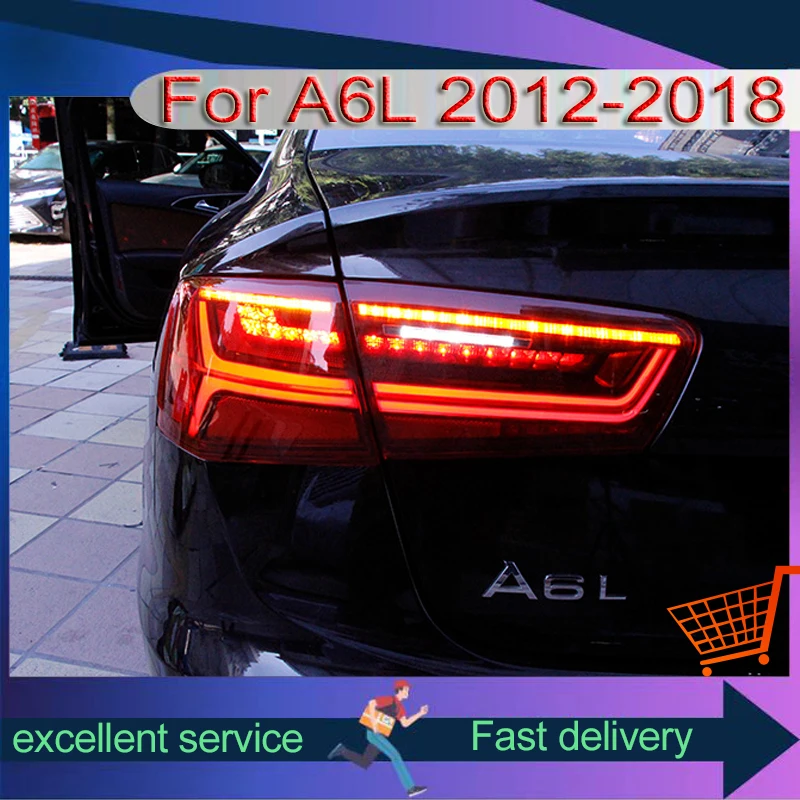 

Suitable For Audi 2012-2018 A6L Taillight Assembly Modified With New Fishbone LED Running Water Turn Taillights Car Accessories