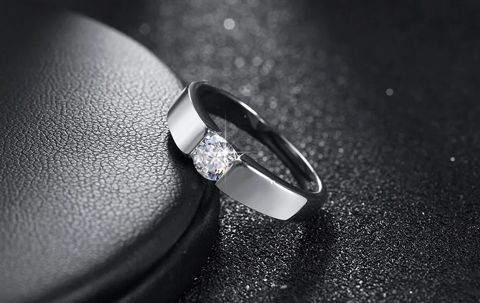 Fine 925 Sterling Silver Shining Crystal Rings For Woman Men's Size 7/8/9/10 Fashion Party Gifts Engagement Wedding Jewelry