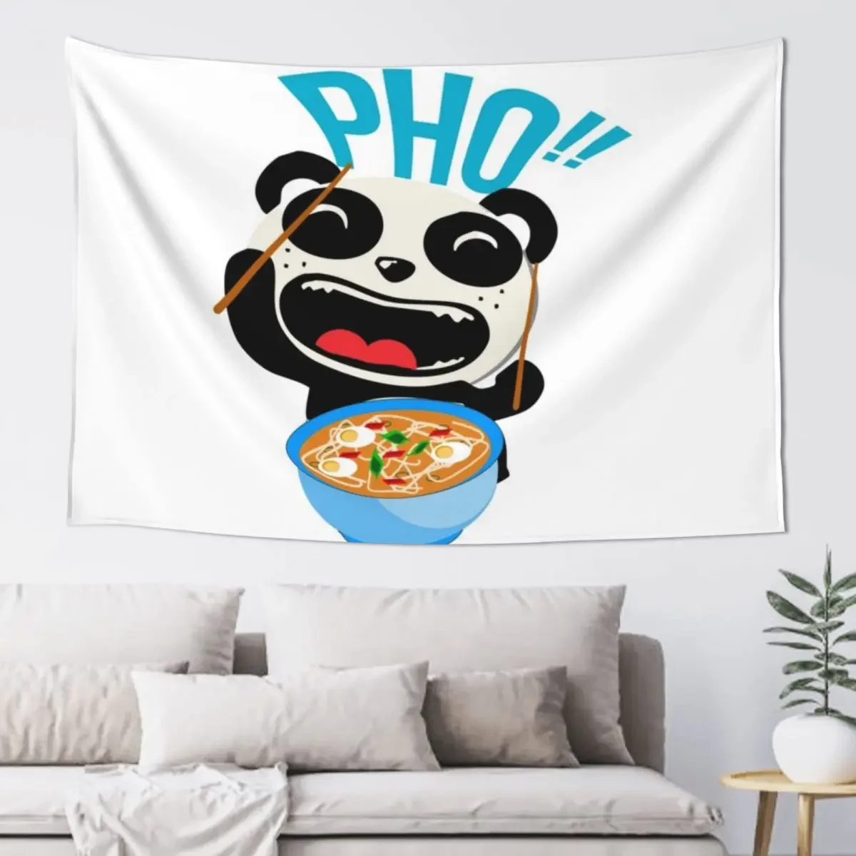 

Pho Soup Vietnam Ramen Laughing Panda I Gift Idea Tapestry Kawaii Room Decor Home Decoration Tapestry