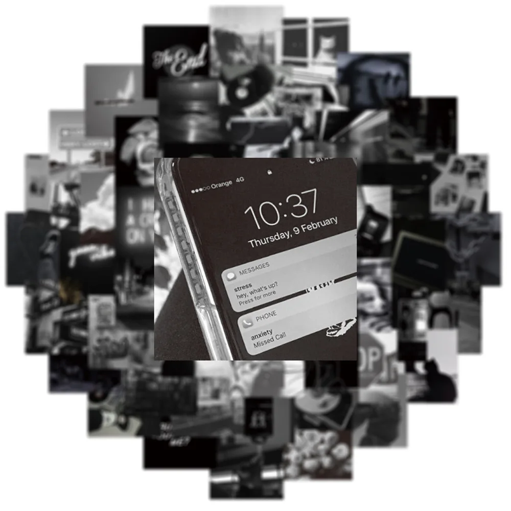 

10/30/50PCS Cool Black Graffiti Stickers Aesthetic Ins Decals Decoration Skateboard Guitar Notebook Bike DIY Toys Kids Sticker