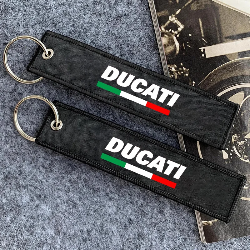 Mode Textil Stickerei Auto Gürtel Schnalle Schlüssel Kette Schlüsselring Für Ducati Monster Panigale V4 748 1198 749 999 1199 950 Zubehör