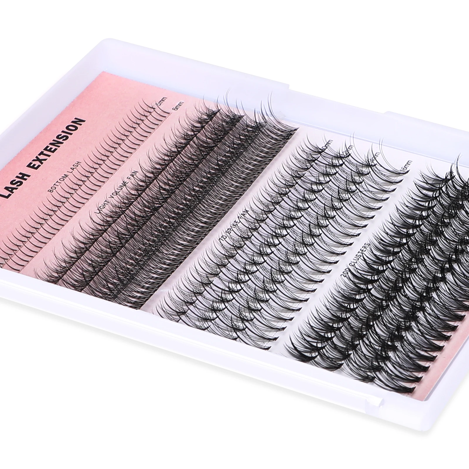 Extensões individuais de cílios postiços, 7D Spike Fans, 20D Cluster, DIY cílios, 5-16mm Bottom Lash, maquiagem para profissionais, 320pcs