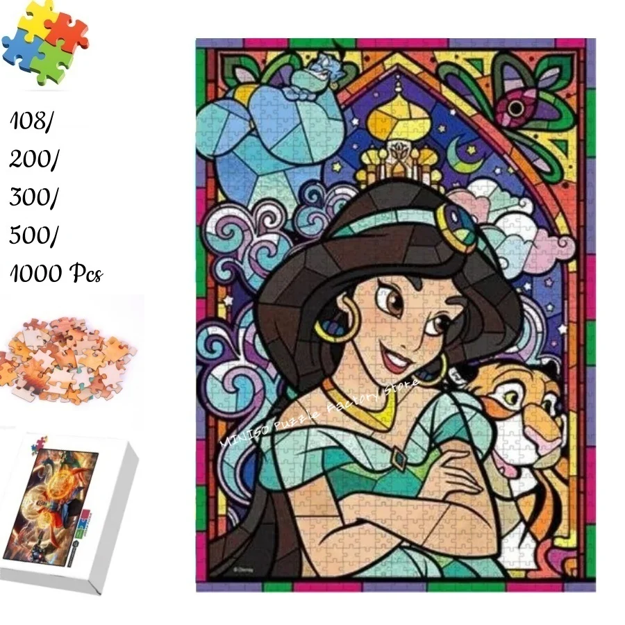 

Disney Aladdin Jigsaw Puzzle Princess Jasmine Naomi Scott Tangram Game for Children 108/200/300/500/1000 Pieces Wooden Puzzle