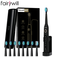 Fairywill Electric Sonic Toothbrush FW-D7 USB Charge Rechargeable Adult Waterproof Electronic Tooth Brushes Replacement Heads 8