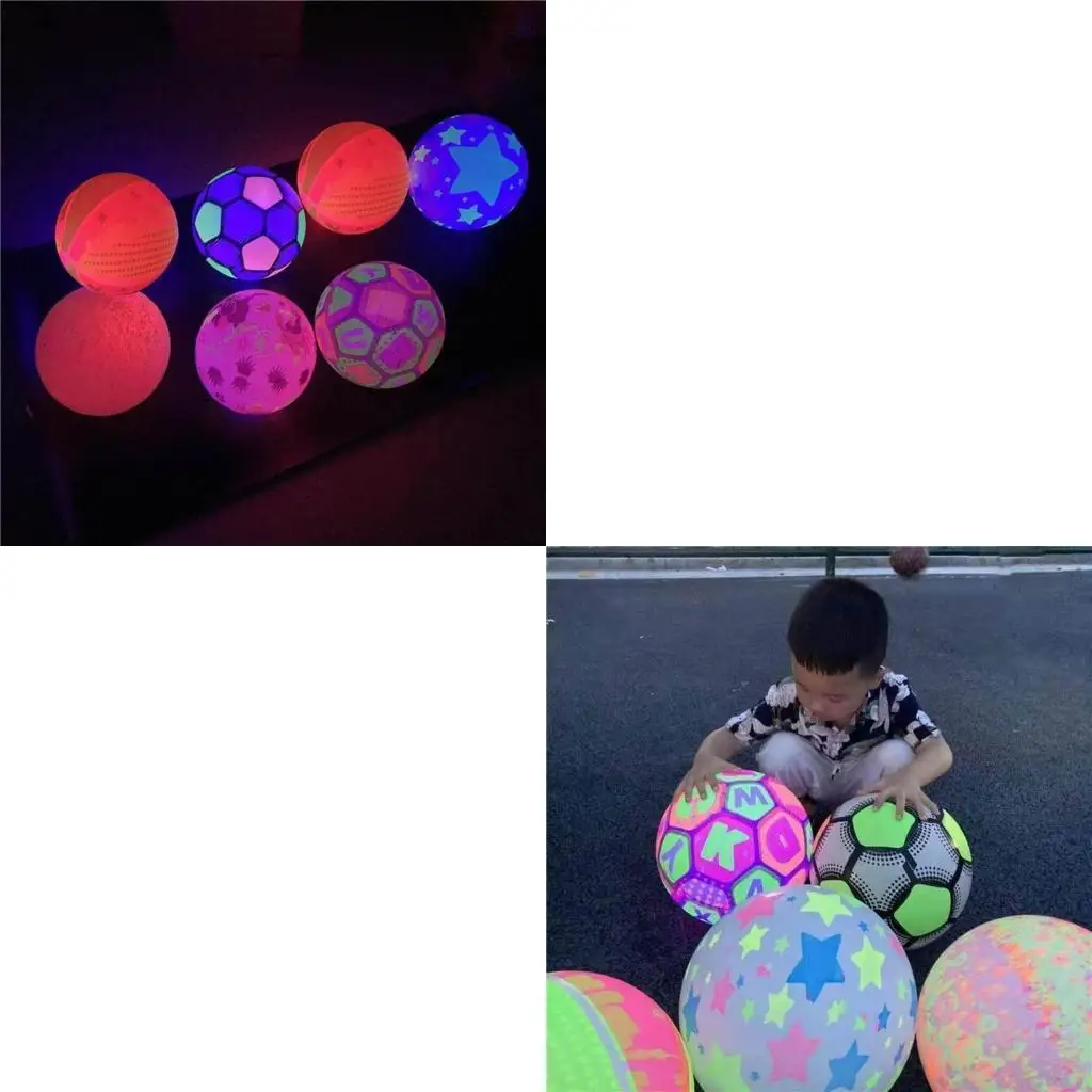  Luminous Kicking Ball Sports LED Ball Toddlers Inflatable Toy Bouncy Ball Flash Soccer Ball for Kindergarten Kiddie 3+
