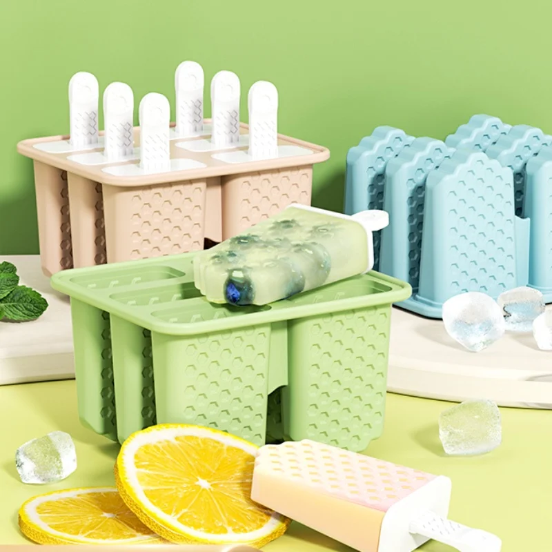 Moldes de silicona para paletas de helado, 6 cavidades, sin BPA, rojos, en forma de cono, moldes para preparar alimentos con palitos, utensilios para hacer helados