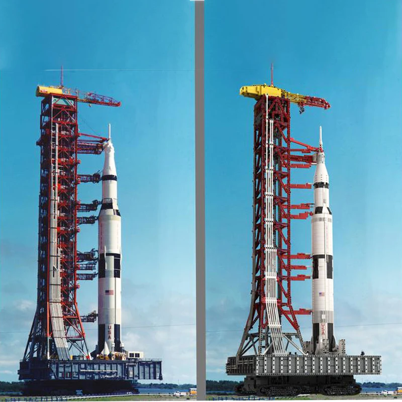 MOC-60088 Torre de lanzamiento espacial Saturn V UCS tecnología bloque de construcción modelo creativo ladrillos juguete exhibición científica colección regalo