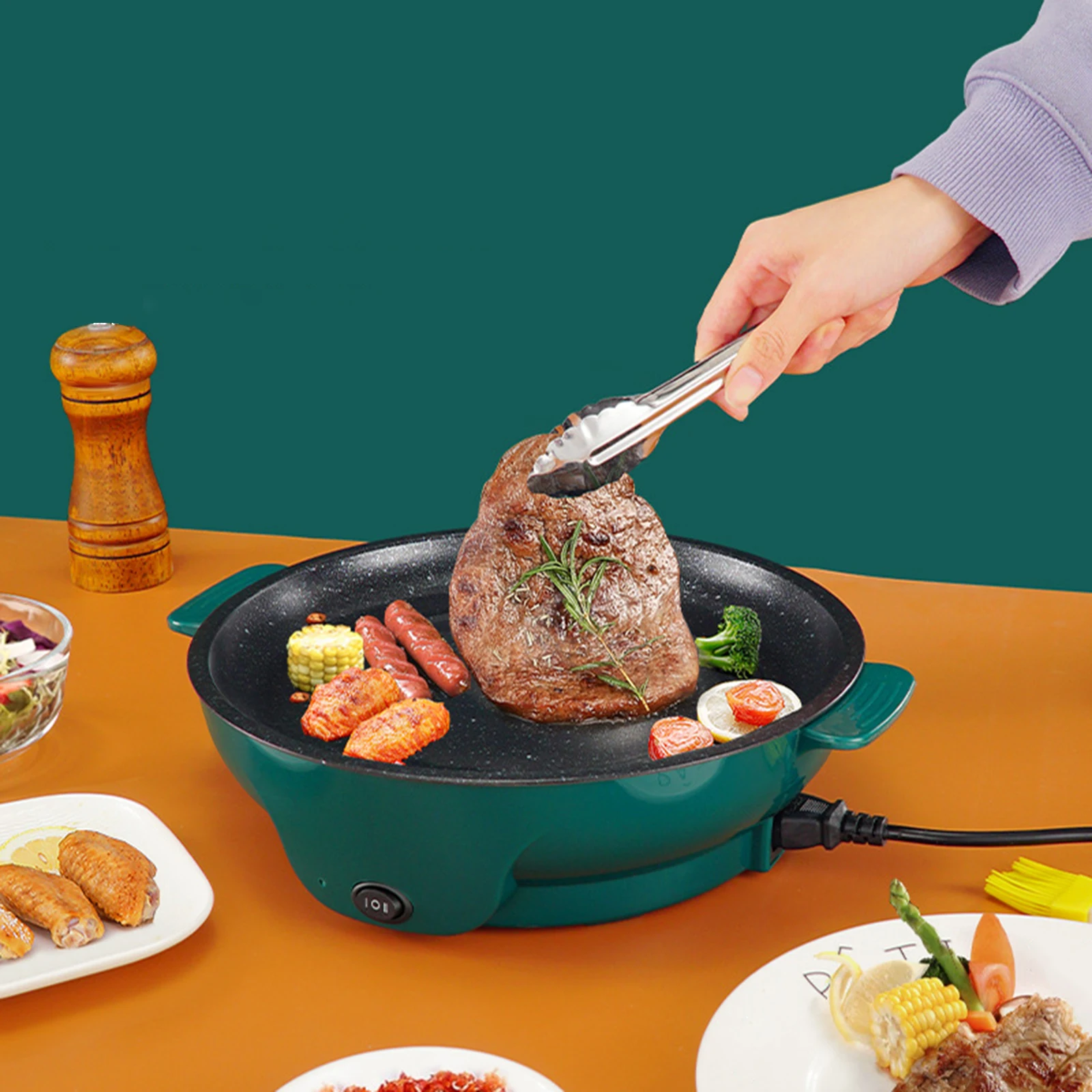 Electric Grill 110V Indoor Camping Korean BBQ Grill Barbecue Fast Heating BBQ Assesories Flat Top Grill Pancake Griddle Griddles