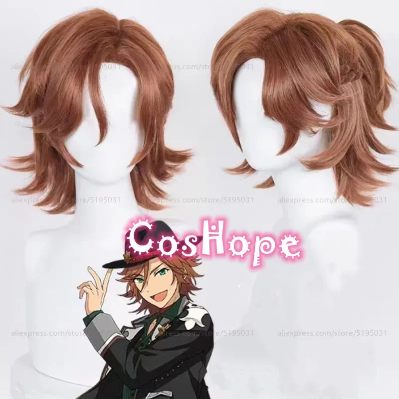 Madara Mikejima 코스프레 가발, 다크 브라운 빨간색 가발, 애니메이션 코스프레, 내열성 합성 가발, 할로윈, 37cm