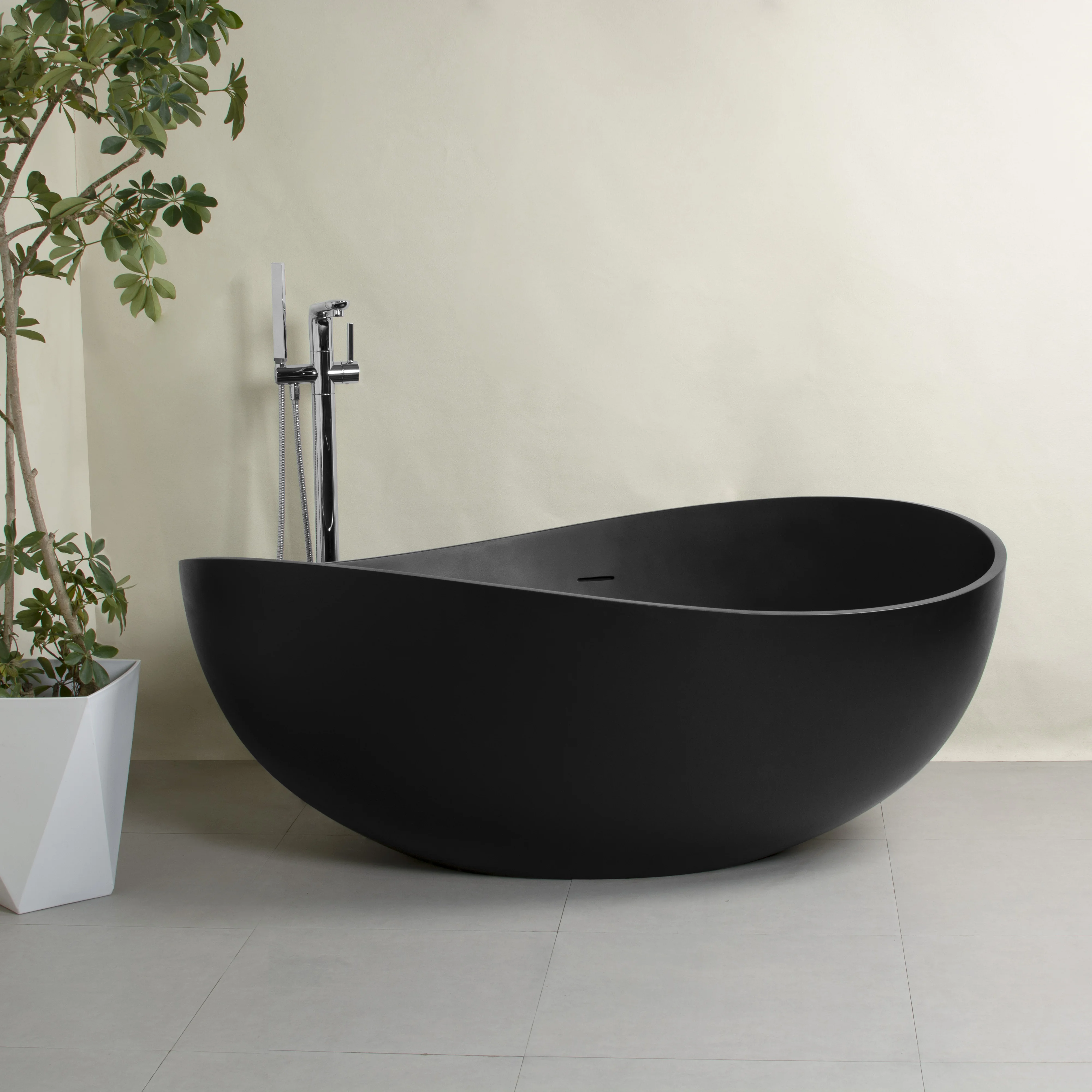 63 inch freestanding solid surface soaking bathtub for bathroom