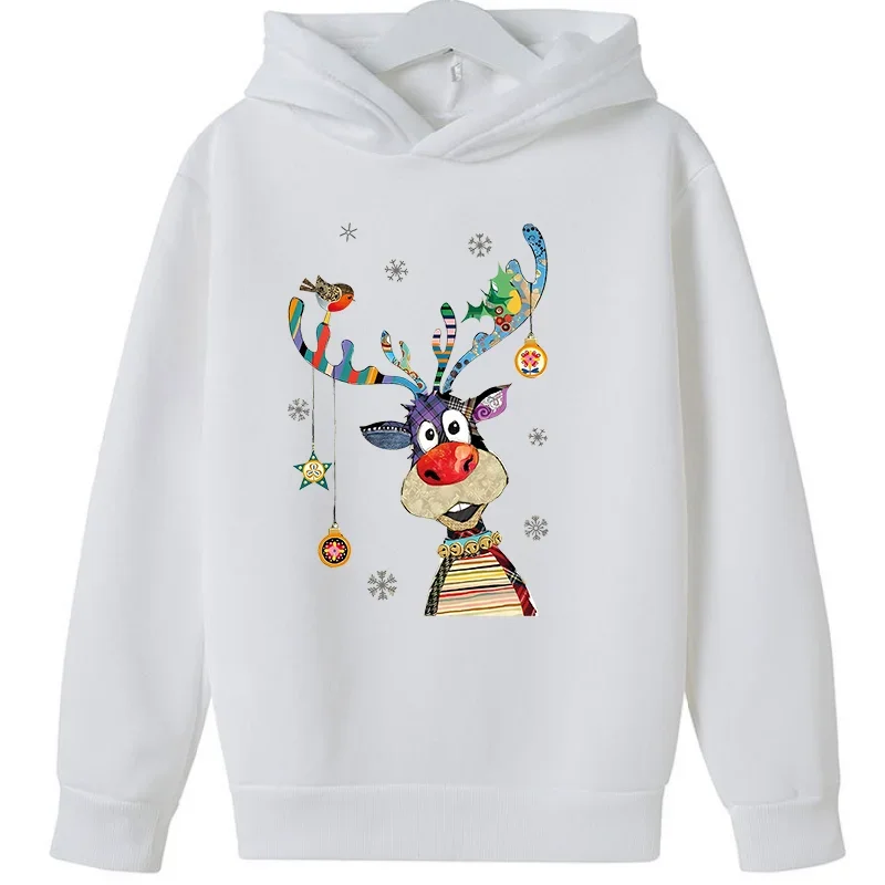 Sweat à capuche imprimé cerf de Noël pour garçons et filles, sweat-shirt PVD mignon, vêtements optiques pour enfants, pull à la mode, cadeau d'anniversaire, nouveau