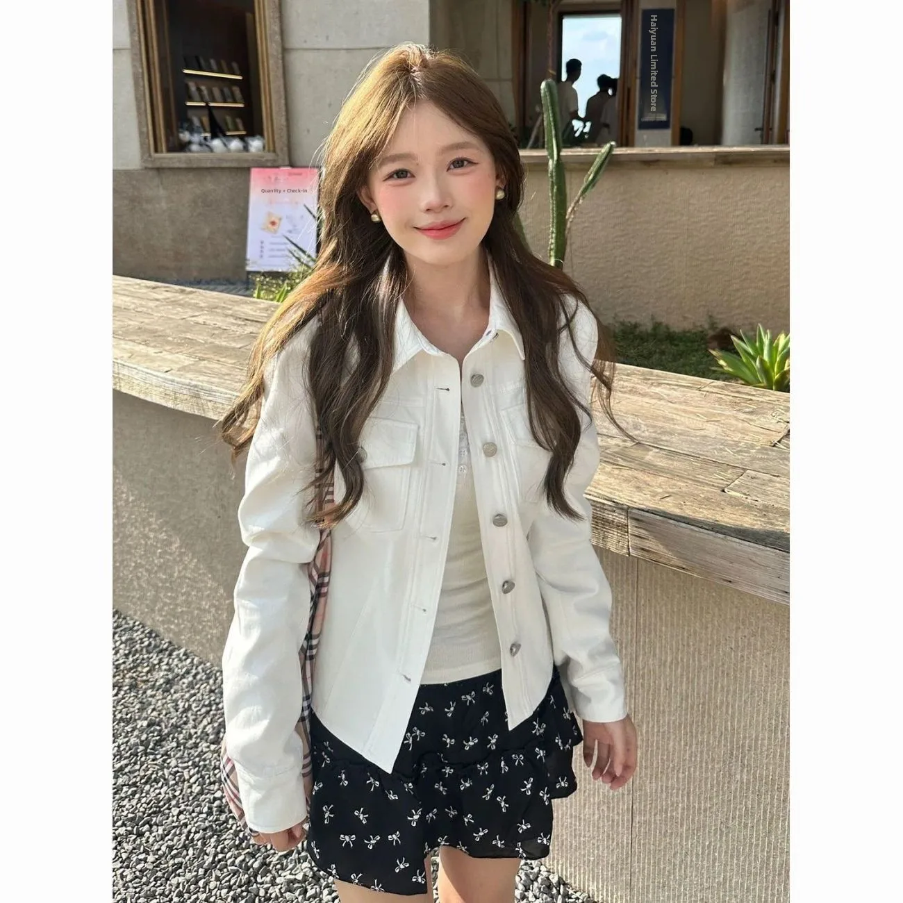 Commute Style Short Coat Women's Fashion Button Decoration Autumn Winter New Model Slim Fit Upper Wear Other 100% Fabric