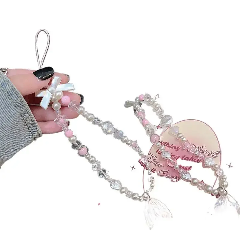 الوردي ذيل السمكة سلسلة الهاتف المحمول نجمة CCD قلادة القوس كاميرا ملحق للنساء الفتيات اكسسوارات الهاتف العصرية