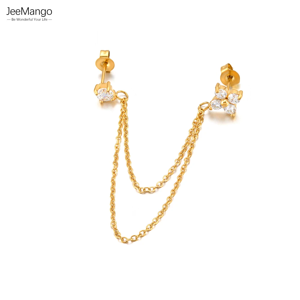 JeeMango 1PC Ohrringe mit kubischem Zirkonia, exquisiter Blumenkette, hochwertiger Edelstahl, zarter, stilvoller Schmuck E26070