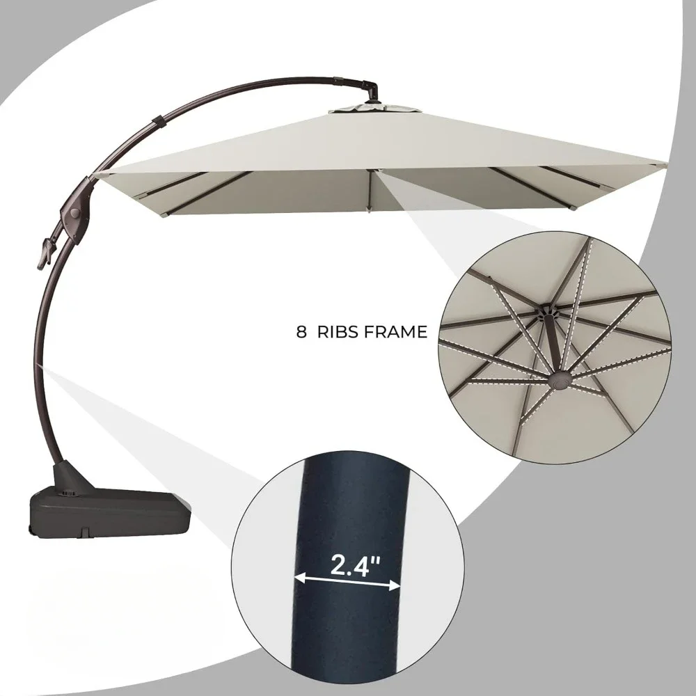 جديد 10X10 قدم مظلة أوفست مع قاعدة في الهواء الطلق مربع مظلة ناتئ الظل مع سهلة تعديل الميل الجرانيت #5