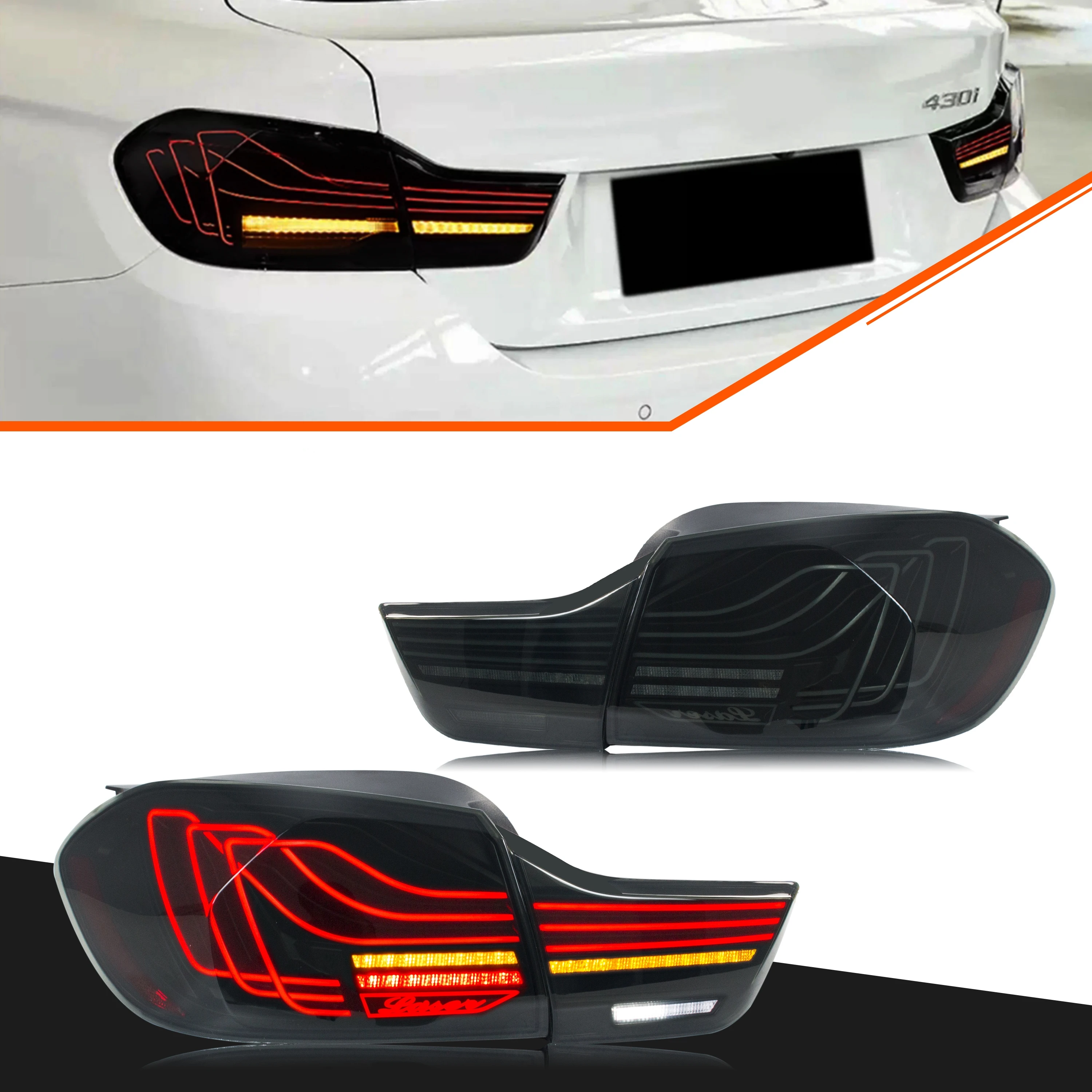 

Светодиодные задние фонари CSL для BMW 4-й серии F32 F33 F36 F82 F83 M4 2014-2020, последовательные мигающие черные задние фонари в сборе