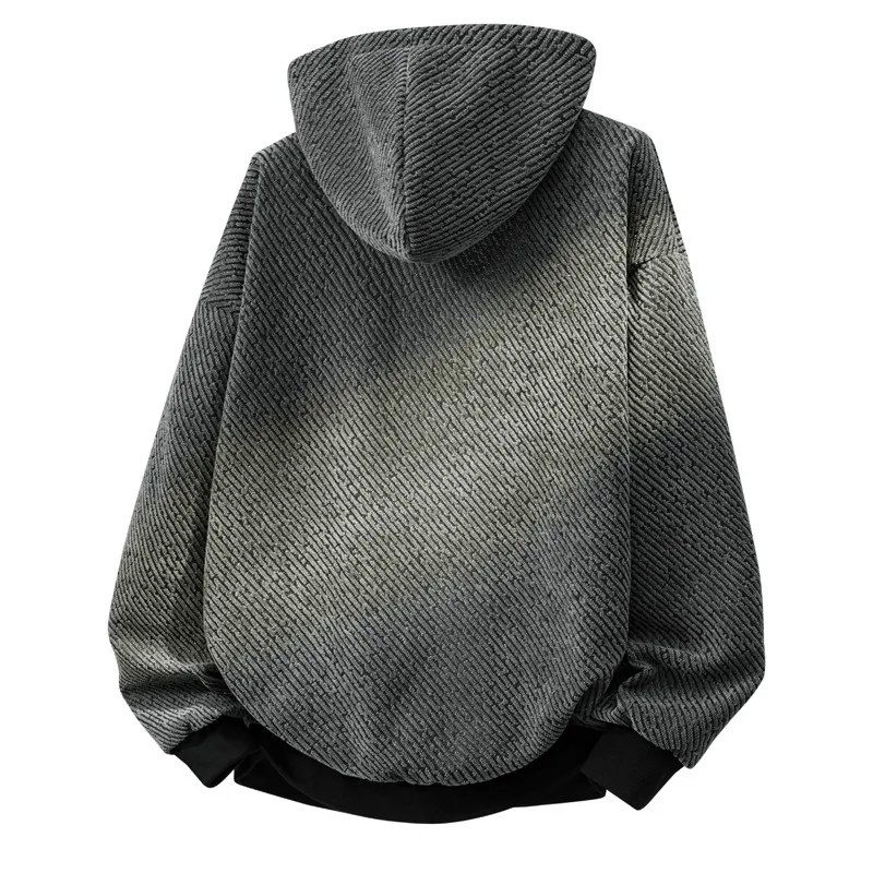 Autumn Men Coat Streetwear Contrast Color Zipper Man Hooded Sweatshirt Thin Washed Long Sleeve Pocket Loose Male Outerwear