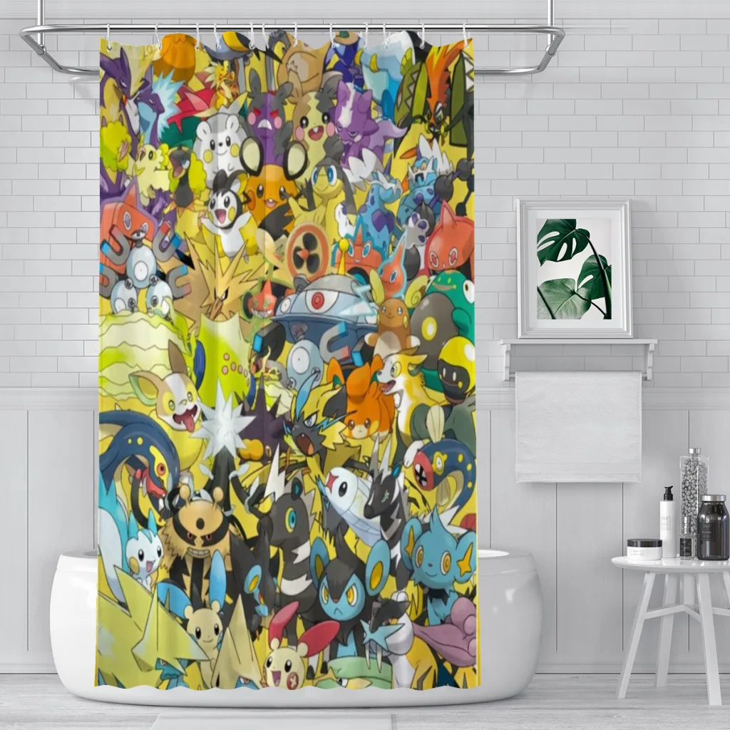 Pokemon Shower Curtain Bathroom Decoration Shower Curtain Birthday Gift
