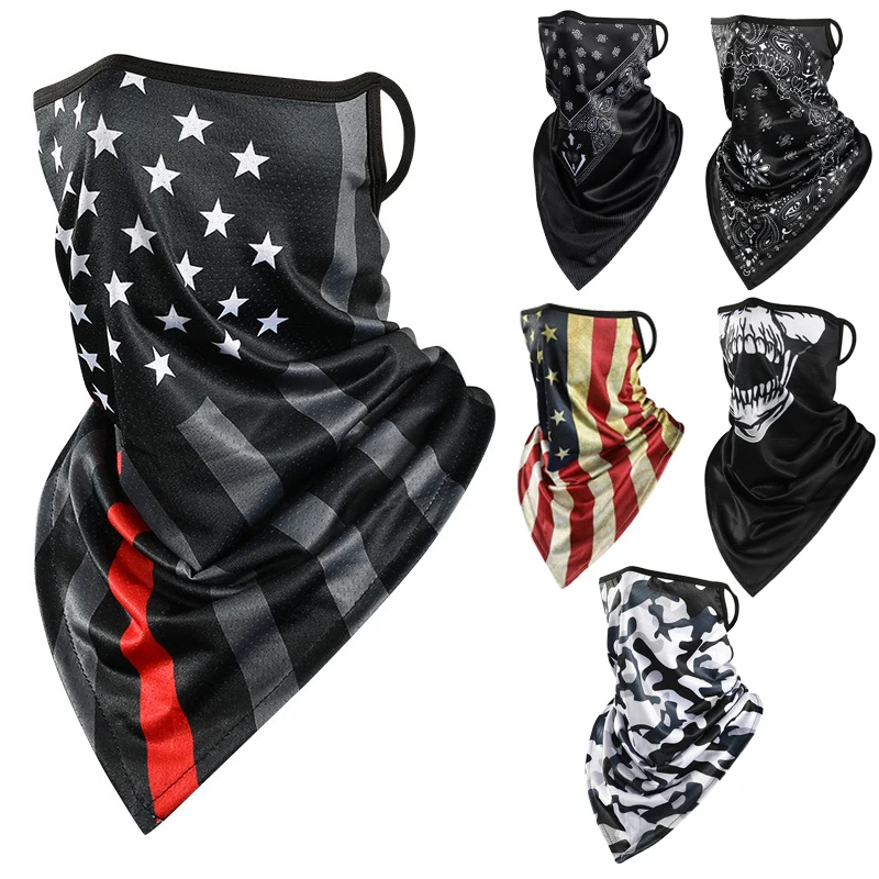 Camouflage Bicycle Motorcycle Ice Silk Face Mask Breathable Men Balaclava Mask Skull Summer Anti-UV Running Riding Face Shield
