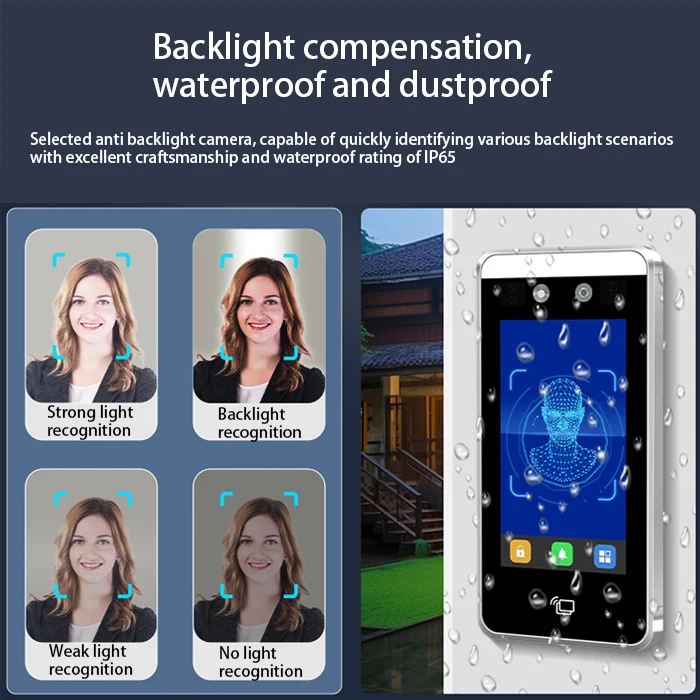 Sistema de Control de Acceso de reconocimiento facial dinámico de puerta remota, Control de Acceso facial Wifi, sistema de Control de Acceso de asistencia impermeable