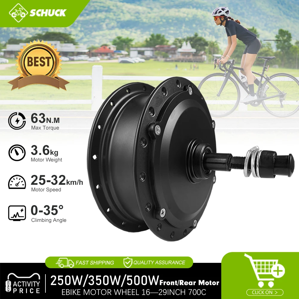 36V/48V 250W 350W 500W Brushless Gear Bicicleta Motor with 9 Pin Waterproof Plug for 100mm-142mm Fork Size of Electric Road Bicy