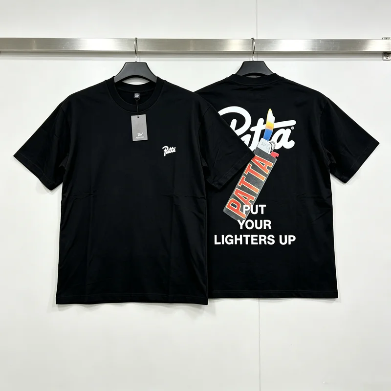Put Your Lighters Up Print PATTA T Shirt Men Women summer daily Short Sleeve High Quality Print Streetwear T-shirt Tops Tees