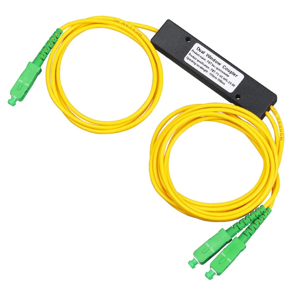 Yellow Fiber Optic Splitter Low Loss Ceramic Ferrule FTTH Splitter Box Uniform Distribution Tapered Structure Fiber Coupler