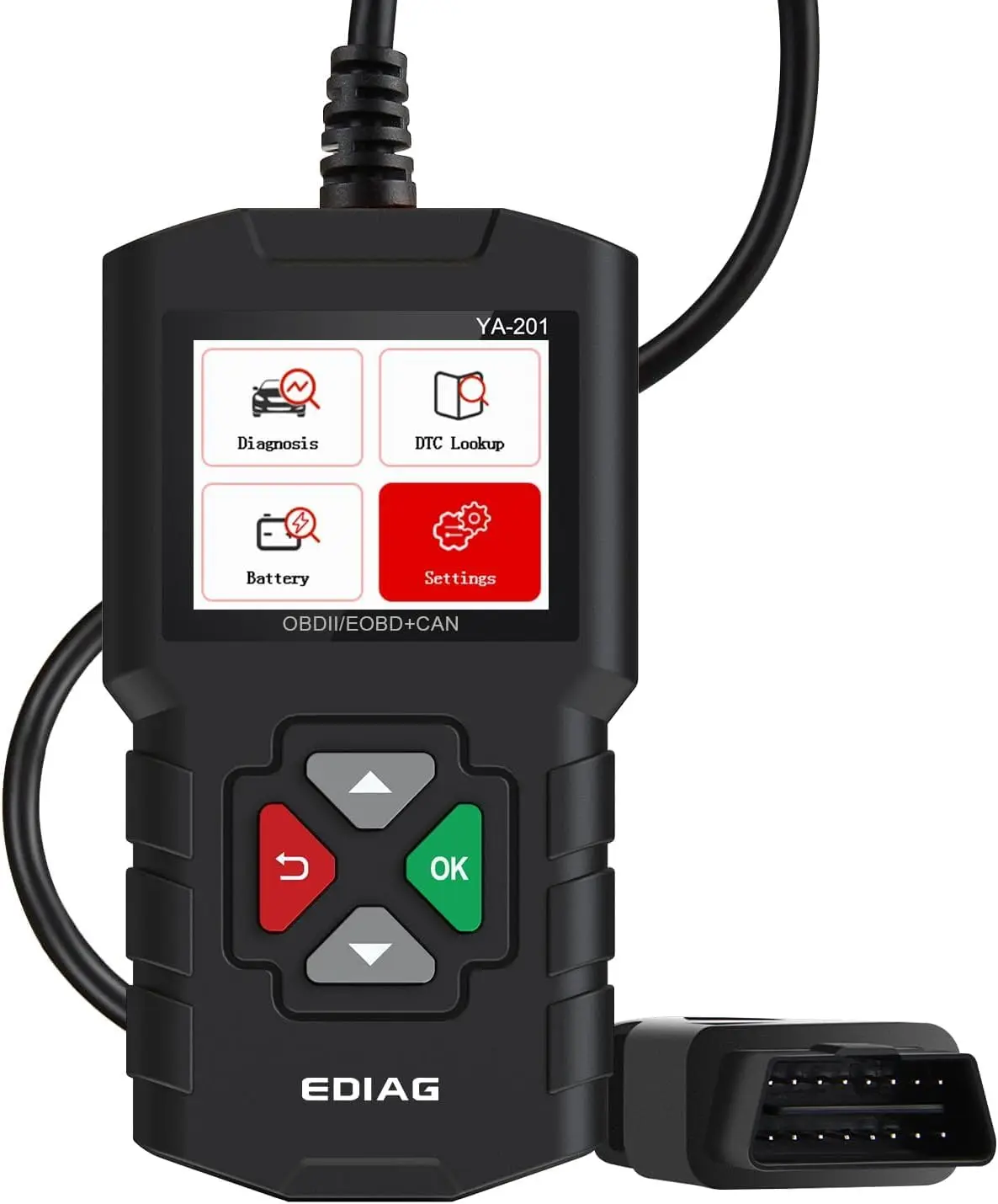 

YA-201 OBD2 Scanner, Full OBD2 Modes, Check Engine Code Reader for 1996+ Cars, O2 Sensor, EVAP, Battery Test, Live Data, Plug &