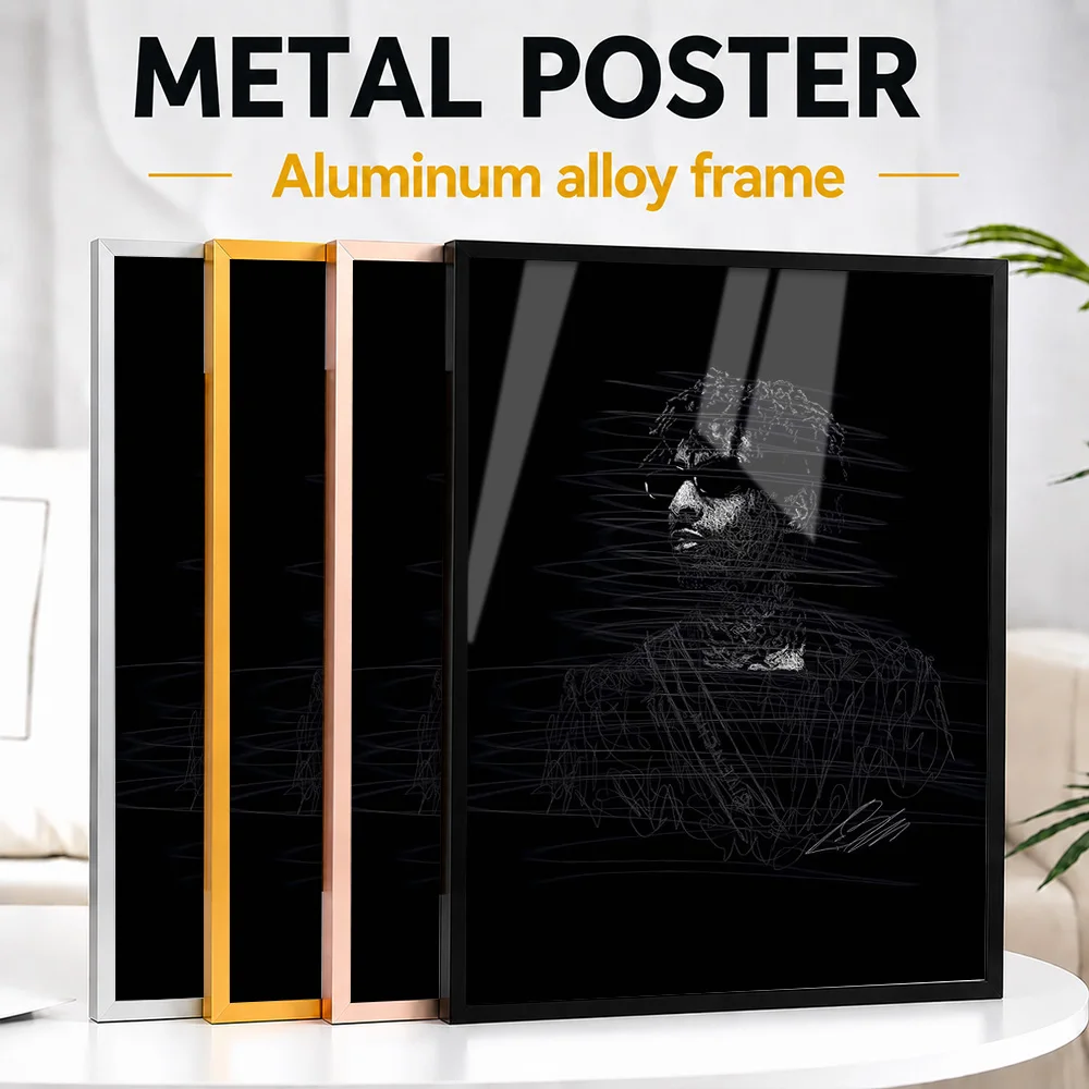 Rapper Abstract Portrait Framed Aluminum Metal Poster Customized Hip Hop Tribute Wall Art Ideal For Room Or Vinyl Collectors