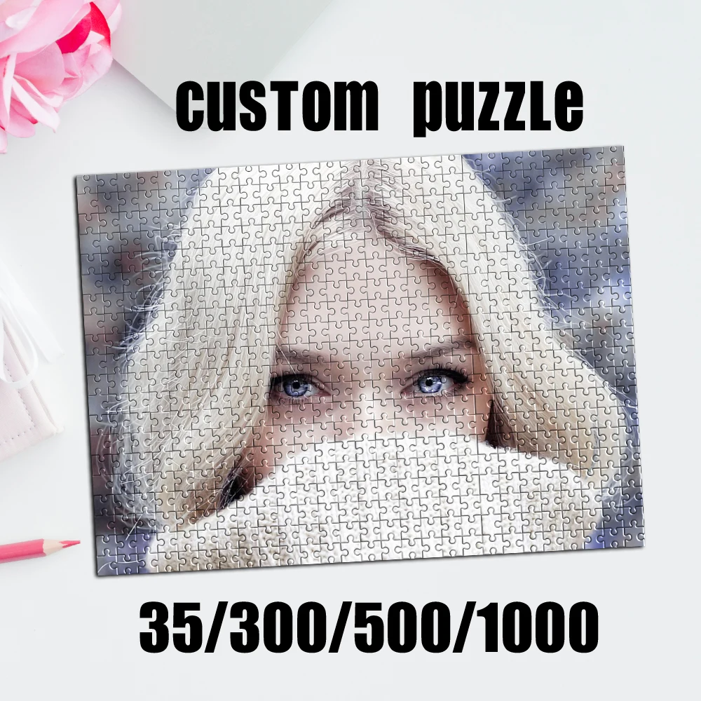 Personalized Custom Photo Puzzle Customize Blonde Woman Half-covered Portrait Theme Puzzle DIY Handmade Puzzles Photo Wall Art