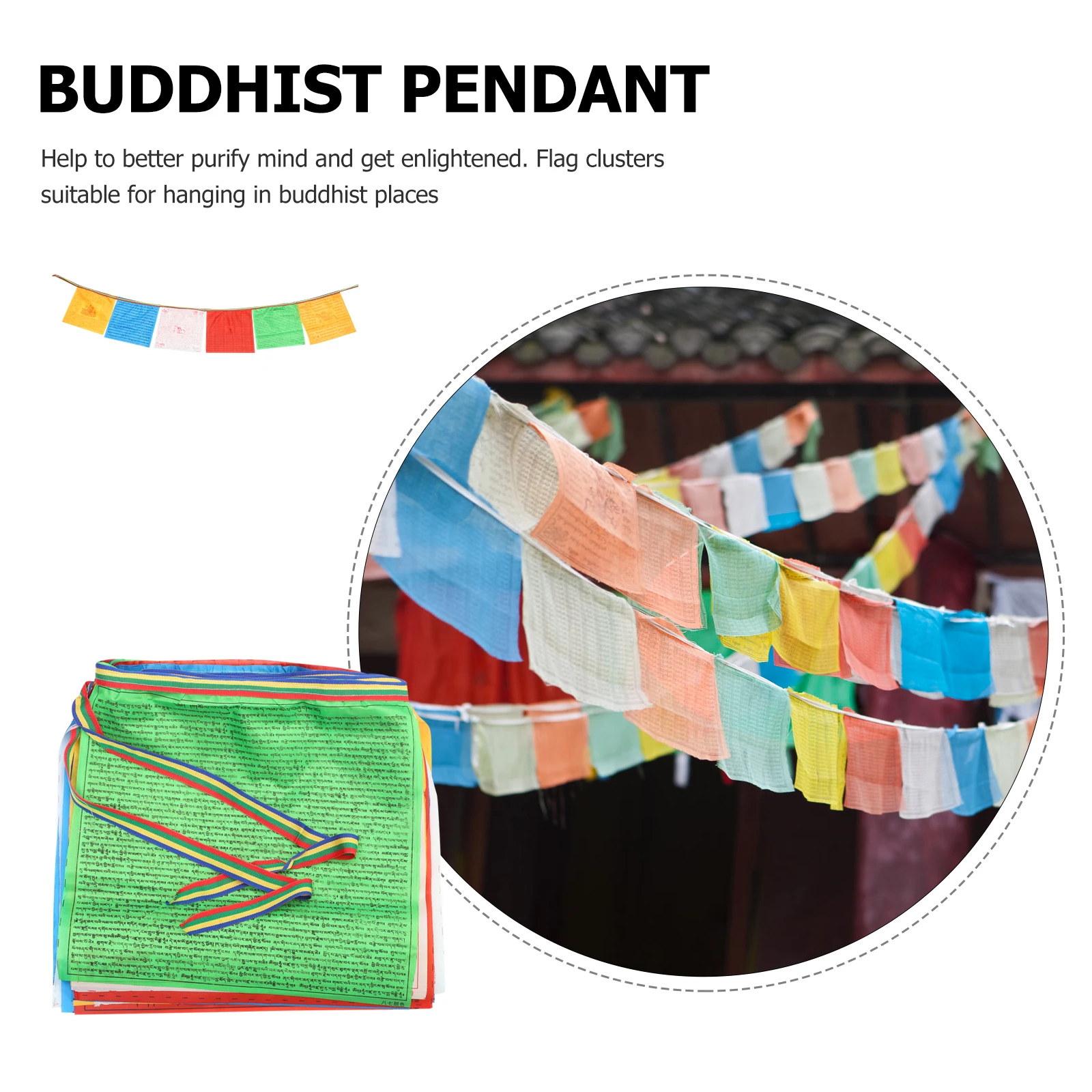 

Prayer Meditation Flags Banner Pilgrimage Supplies Colorful Design Long Lasting Outdoor Decoration Hanging