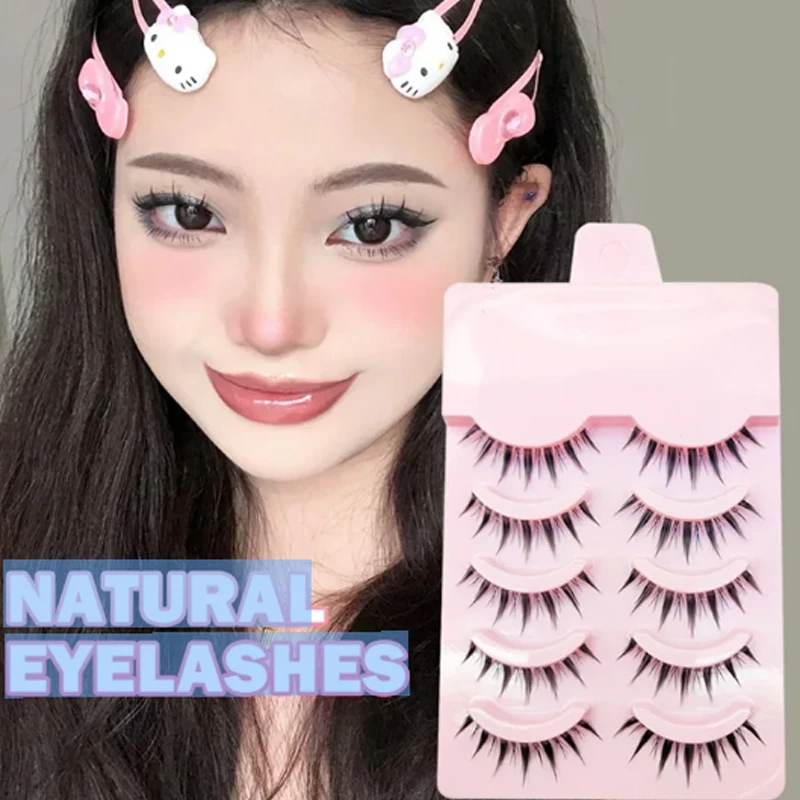 New Manga Lashes Soft Natural Eyelashes Thick False Eyelashes Manga Eyelashes Daily Dating Makeup Eyelashes 5 Pairs Wispy Lashes