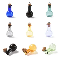 20Pcs Mini Glass Bulb Shape Wishing Bottle with Wooden Stopper Cork & Alloy Loops For Beads Container DIY Jewelry Gift Making