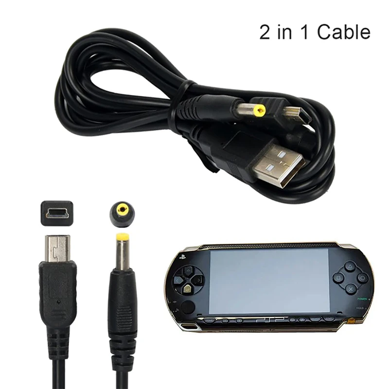New 2 in 1 USB 2.0 Data Cable Charger Lead for  1000 2000 3000 Portable Game Accessory