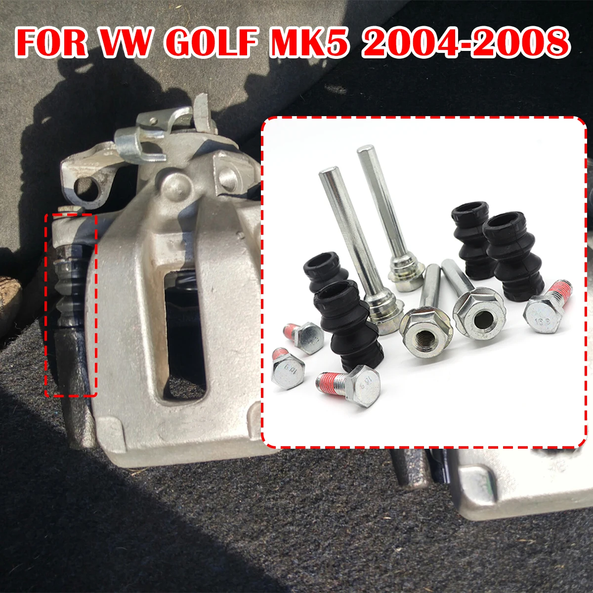 

12pcs FOR VW GOLF MK5 Brake Caliper Cylinder Slider Guide Pin For Disc Housing Bolts Rubber Bushing Boot Seal Kit 2004 2006-2008