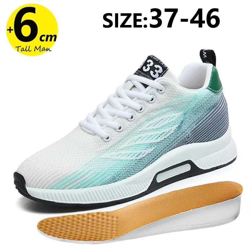 

Повседневные мужские кроссовки, увеличивающие рост 6 см, мужская модная спортивная обувь для отдыха, большие размеры 37-46