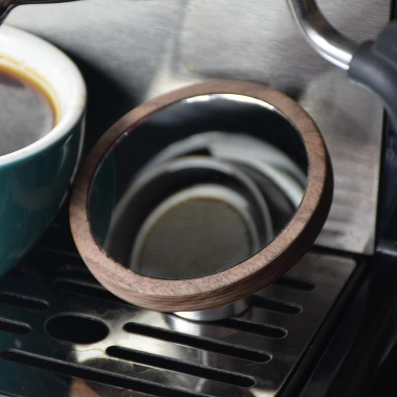 Rotação ajustável de madeira magnética reflexiva observação multi-ângulo base giratória espelho redondo espresso tiro espelho