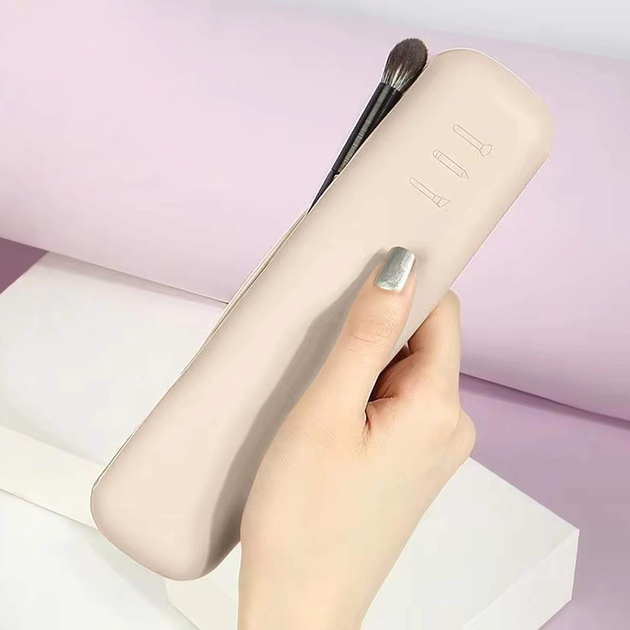 1 قطعة فرشاة للمكياج عينيه فرشاة تخزين مجموعة الغبار واقية بسيطة المحمولة حقيبة سفر محددة سيليكون مقلمة الحاجب