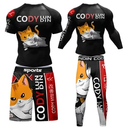 New Rashguard Jiu Jitsu T-shirt +Pants Men MMA Boxing Brazilian Grappling Bjj Rash Guard Sportswear Gym Muay Thai Shorts Boxeo