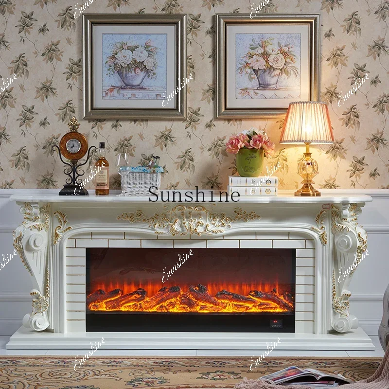 1.8/2 meter European carved fireplace solid wood decorative cabinet electronic simulation core fireplace cabinet  TF