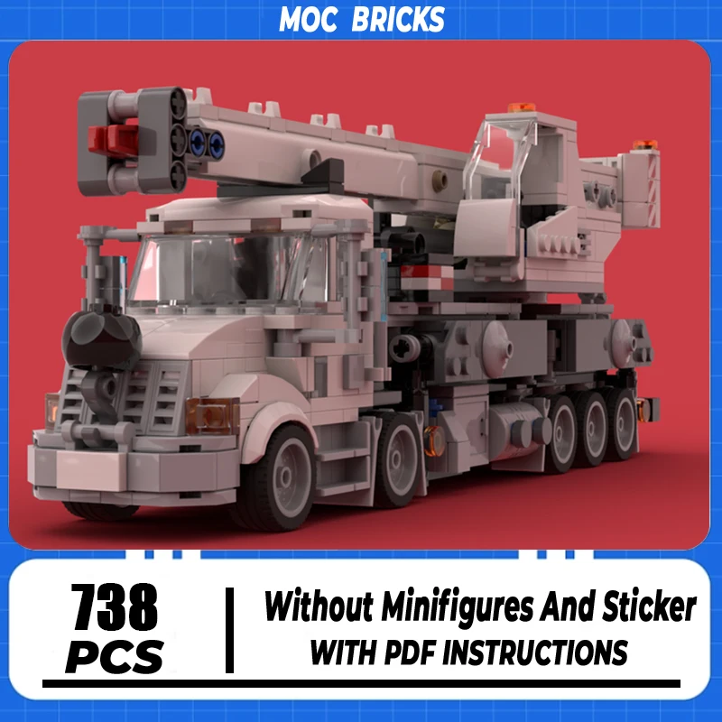 Moc Building Bricks Heavy Utility Crane Truck Model Technology Modular Blocks Christmas Toys DIY City Cars Sets Assembly Gifts