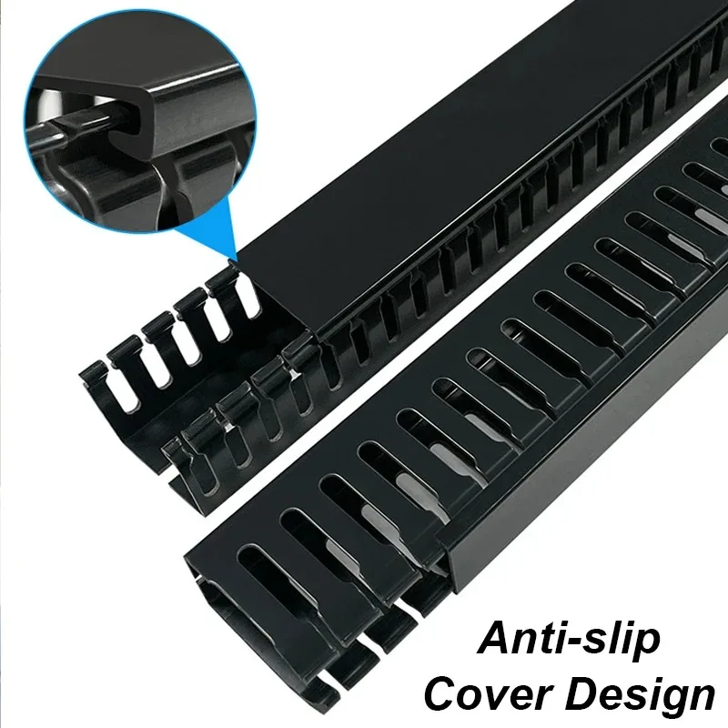 New PVC Dustproof Waterproof Seal Wiring Duct Black Flame-retardant Insulated Cable Duct Multifunction Hide Wiring Cables Cover