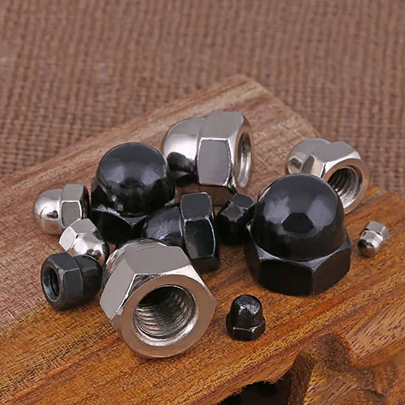 5/10/20/30/40pcs Acorn Cap Nut M3 M4 M5 M6 M8 M10 M12 Carbon Steel Hex Decorative Cover Dome Cap Nuts Blind Covers Nuts