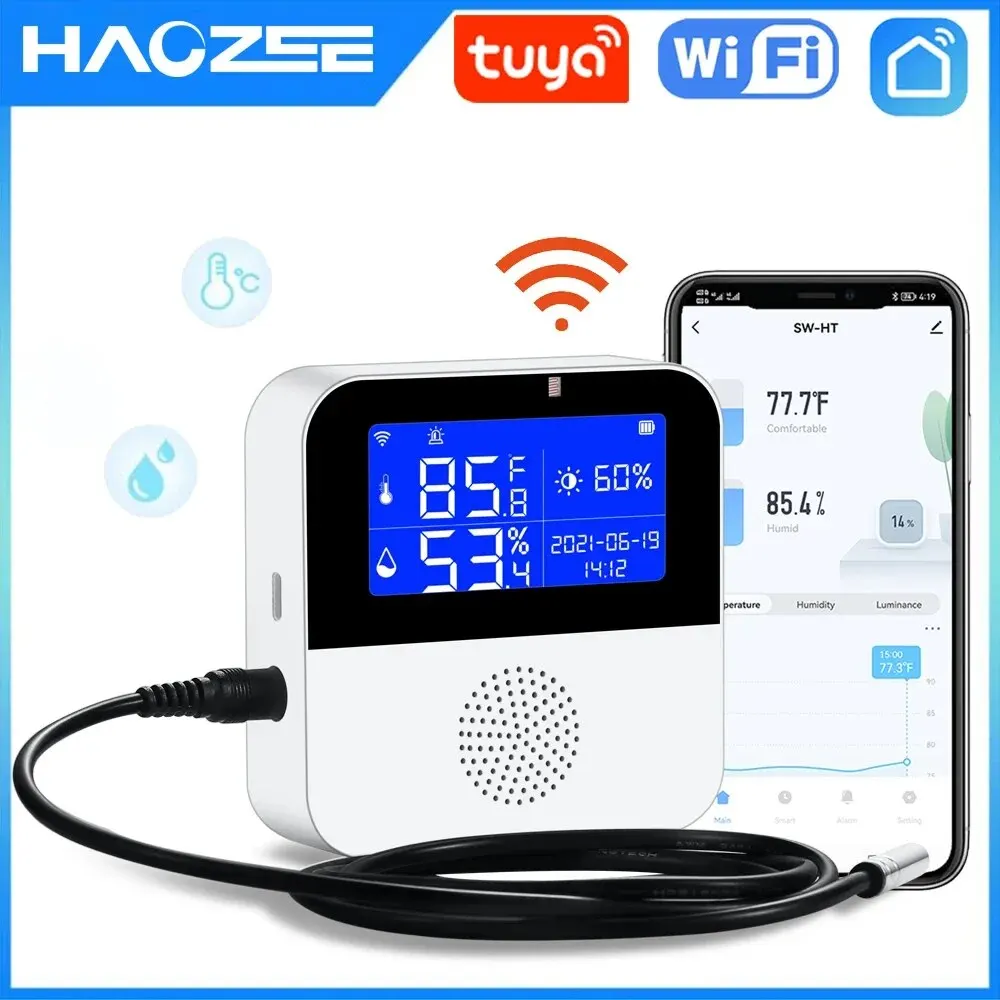 Tuya Smart WIFI Temperature and Humidity Sensor with Backlight LCD Display Indoor Thermometer Hygrometer Meter Support Alexa